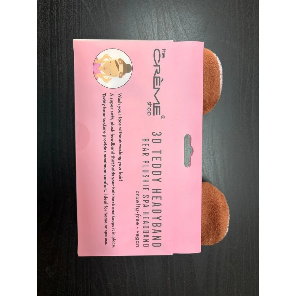 The Creme Shop 3D Teddy Headband Bear Plushie Spa Headband Brown Pink THP5292